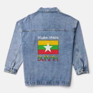 Veste En Jean Birmanie - Birmanie - Drapeau blanc Personnalisati