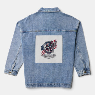 Veste En Jean Bison Aigle Patriotique Crête Animal Hybride Patri