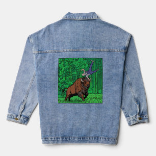 Veste En Jean Bison de style Pop Art lançant un homme en demi-te