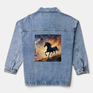 Veste En Jean Black Stallion in Desert Nebula stars lightning