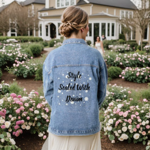 Veste En Jean blanc fleuri rétro élégant