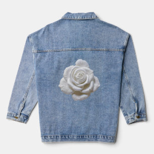 Veste En Jean Blanc sur Blanc - Rose Sculptée