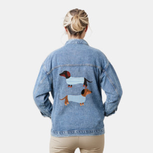Veste En Jean Bleu Bleu Gris Dachshund Amateurs de familiers