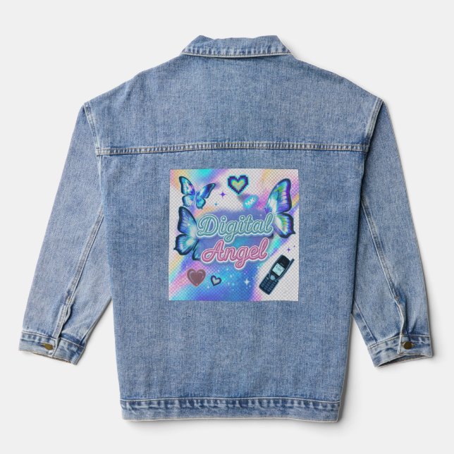 Veste en jean bleu décontractée pour femmes (Verso)