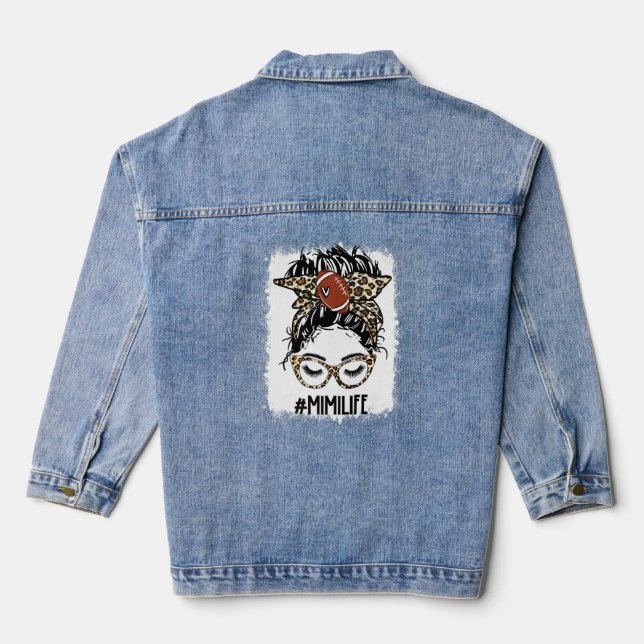 Veste En Jean Bleu Football Mimi Messy Bun Jeu Jour Mères (Verso)