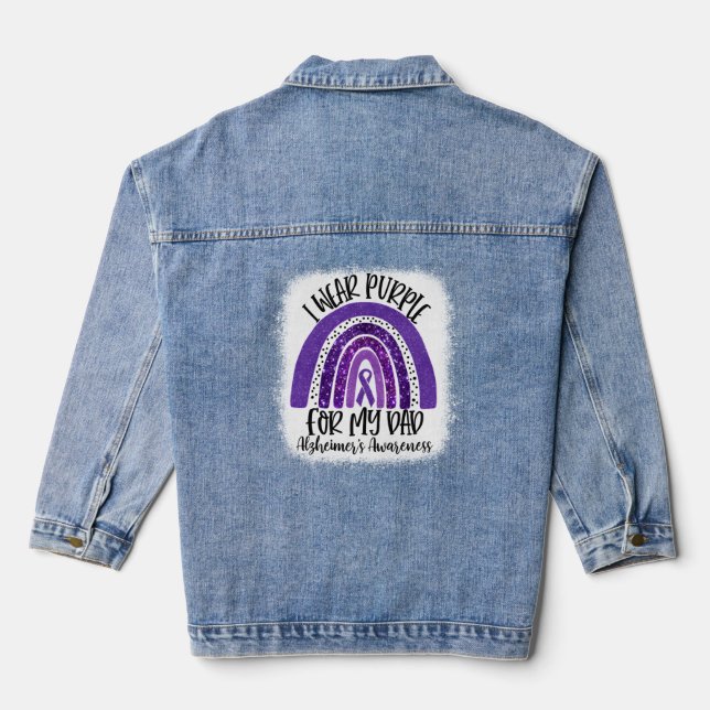 Veste En Jean Bleu Je Porte Violet Pour Mon Père Alzheimer Awar (Verso)
