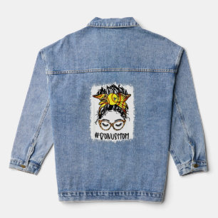 Veste En Jean Bleu Softball Bonus Maman Messy Bun Jeu Jour Mot
