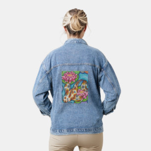 Veste en jean bleue avec impression de poisson Koï