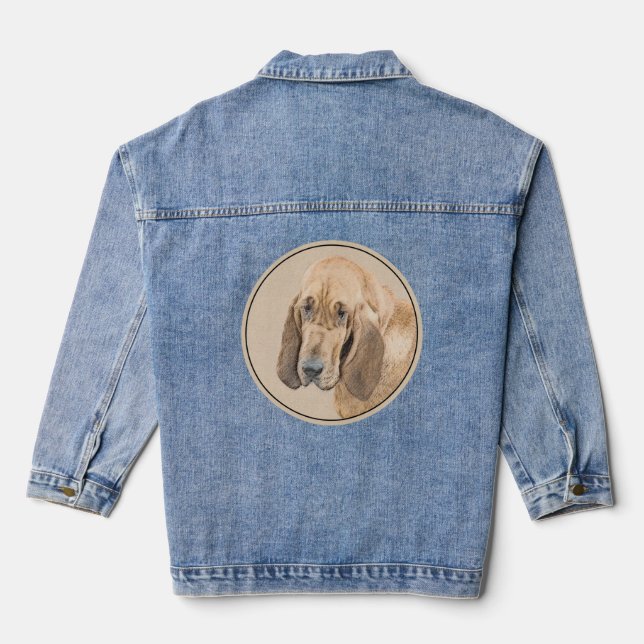 Veste En Jean Bloodhound Peinture - Joli chien d'origine art (Verso)