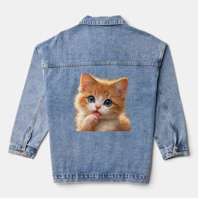 Veste En Jean Blue-Eyed Paw licking Kitten (Verso)