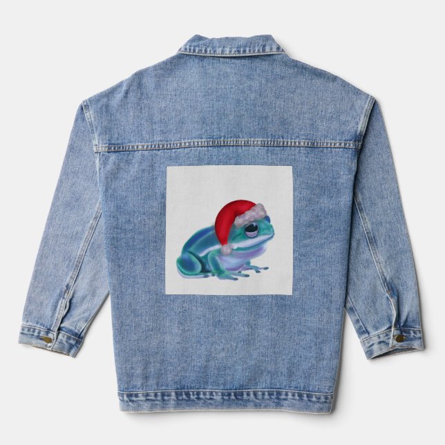 Veste En Jean Blue frog with Santa hat. (Verso)