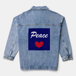 Veste En Jean Blue & White Plus Heart Peace