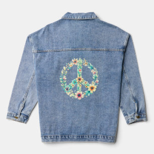 Veste En Jean Boho Chic Floral Paix Signal Bleu Jean Coat