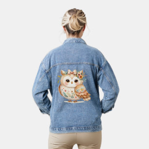 Veste En Jean Boho Cottagecore Owl Floral Farmcore Charme