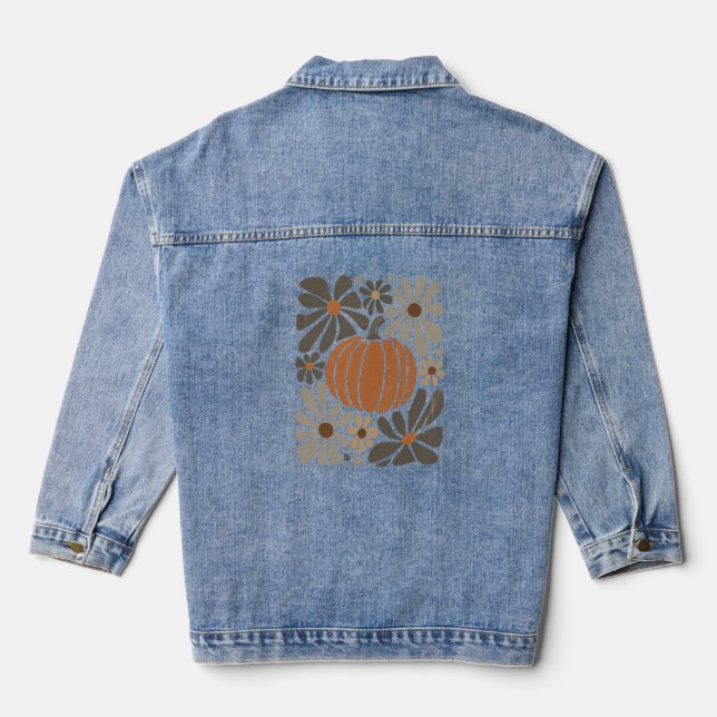 Veste En Jean Boho Floral Automne saison Citrouille (Verso)