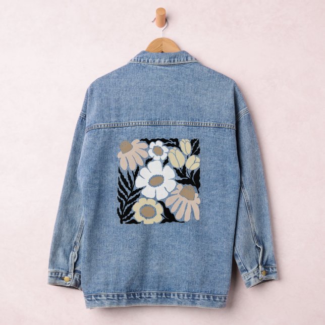 Veste En Jean Boho Wavy Flower Design (Hangar)