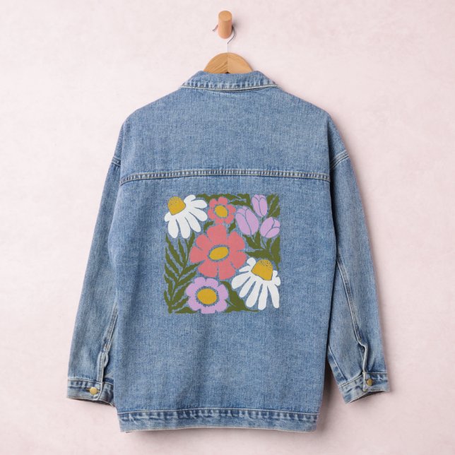 Veste En Jean Boho Wavy Flower Design (Hangar)