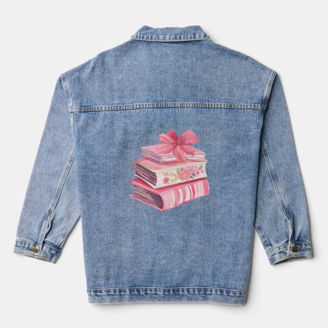 Veste En Jean Boish rose aquarelle arc lecture amour (Verso)