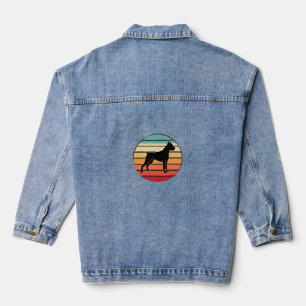 Veste En Jean Boîte Rétro Vintage Chien Boxer Silhouette Coucher