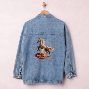 Veste En Jean Bonne année lunaire Cheval Doré Majestueux