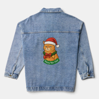 VESTE EN JEAN BONNE ANNÉE, NOËL MIAOUEUX, JOYEUX NOËL
