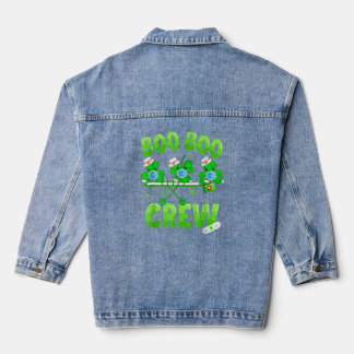 Veste En Jean Boo Boo Crew Nurse St Patrick S Day Shamrock Face