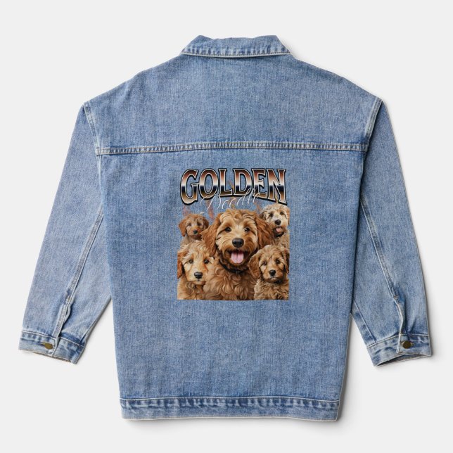 Veste En Jean Bootleg Style Rap Tee Goldendoodle Chien Design Lo (Verso)