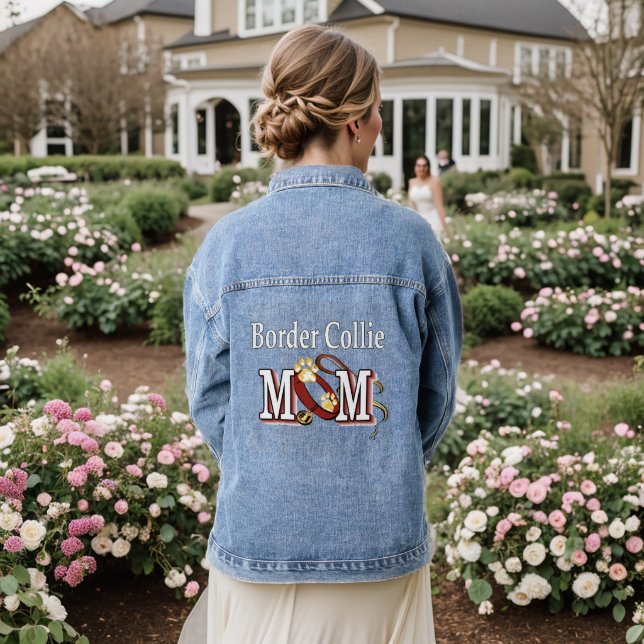 Veste En Jean Bordure Collie Dog MOM (Mariage Retour)