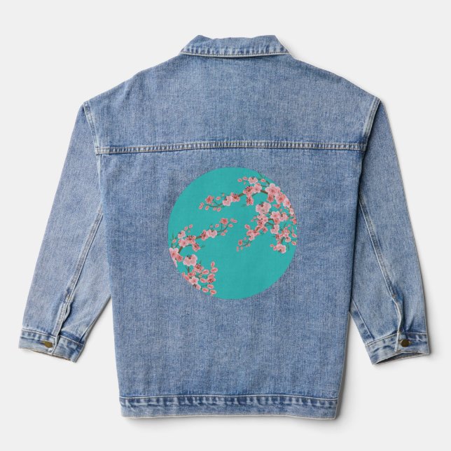 Veste En Jean Botanical Cherry Blossom Denim Jacket (Verso)