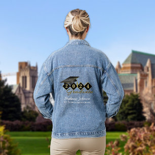 Veste En Jean Bouchon de graduation personnalisé Black Gold