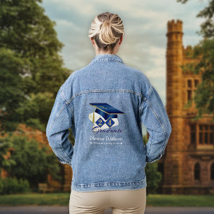 Veste En Jean Bouchon de graduation personnalisé Blue Gold