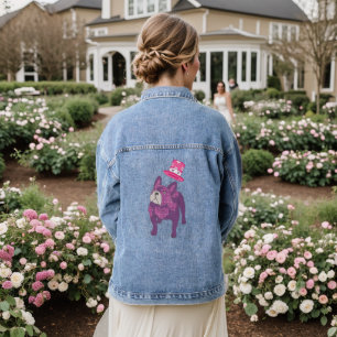Veste En Jean Bouledogue français cylindre Bouledogue français