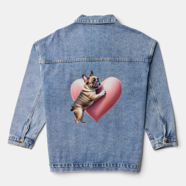 Veste En Jean Bouledogue français Saint-Valentin French Bulldog (Verso)