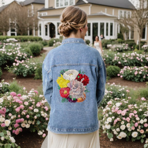 Veste En Jean Bouquet de fleurs sauvages botaniques vintage vibr