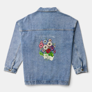 VESTE EN JEAN BOUQUET FLEURS PERSONNALISÉ