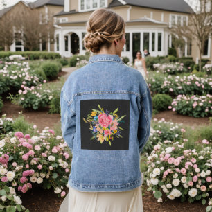 Veste En Jean Bouquet floral de rose à l'aquarelle