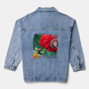 Veste En Jean Bourdon avec poppy rouge floral moderne