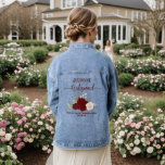 Veste En Jean Bourgogne Blush Boho Roses Bridesmaid Mariage Cade<br><div class="desc">Cette veste en denim est conçue comme un cadeau de remerciement pour les demoiselles d'honneur de votre mariage. Il présente une jolie aquarelle peinte à la main avec un amas de roses dans les tons bordeaux, rouge et rose roux, avec des feuilles d'eucalyptus et la verdure du jardin. Le titre...</div>