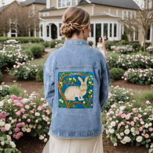 Veste En Jean Branches de lapin sauvage et de fleurs