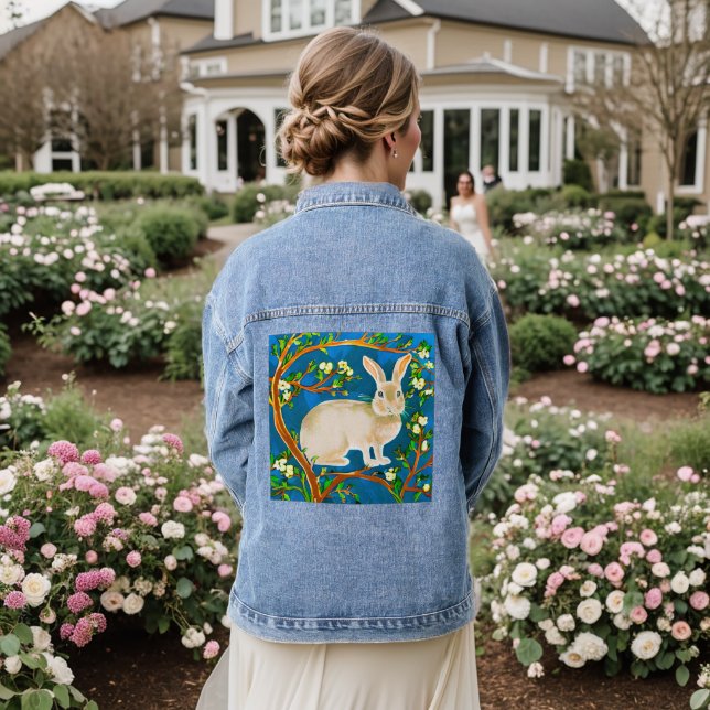 Veste En Jean Branches de lapin sauvage et de fleurs (Mariage Retour)