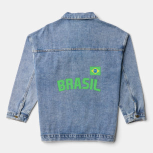 Veste En Jean Brésil Brésil Pride Brésil Drapeau international C