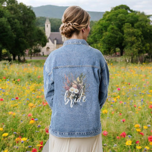 Veste En Jean Bride Aquarelle Boho Rustique Floral Fleur sauvage