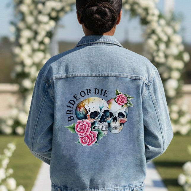 Veste En Jean Bride or Die Skulls & Roses Wife Wedding (Créateur téléchargé)
