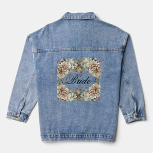 Veste En Jean Bride Script Moderne Aquarelle Florale Mariage