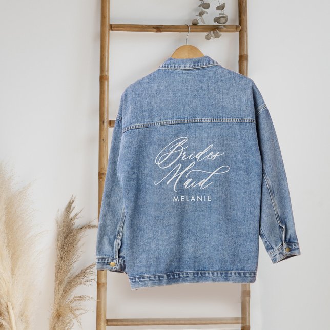 Veste En Jean Bridesmaid Elegant Script Name Wedding Party (Créateur téléchargé)