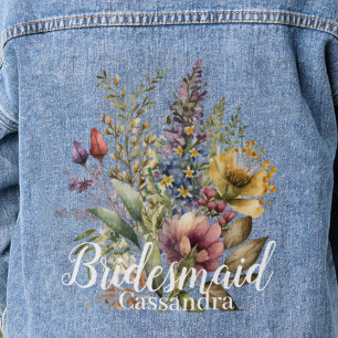 Veste En Jean Bridesmaid Floral Nom Fleur sauvage Mariage