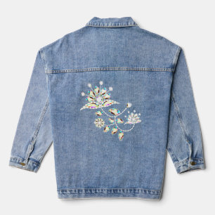 Veste En Jean Broche en strass de fleurs rose pastel blanc turqu