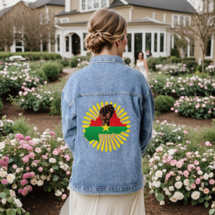 Veste En Jean Burkina Faso Carte, drapeau et première révolution