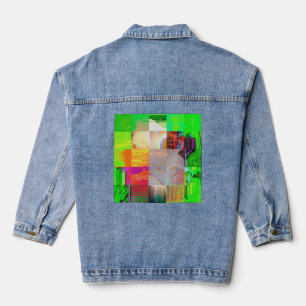 Veste En Jean Bus 1521 Abstrait Glitch Art Cyberpunk Grille