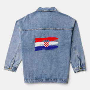Veste En Jean Cadeau de drapeau croate Fan de football Sports